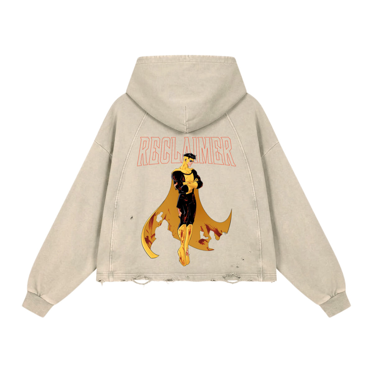 Cream Standard Washed Raglan Hoodie image 2