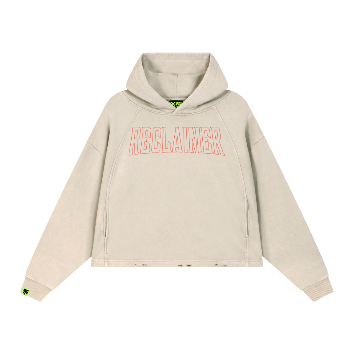 Cream Standard Washed Raglan Hoodie image 1
