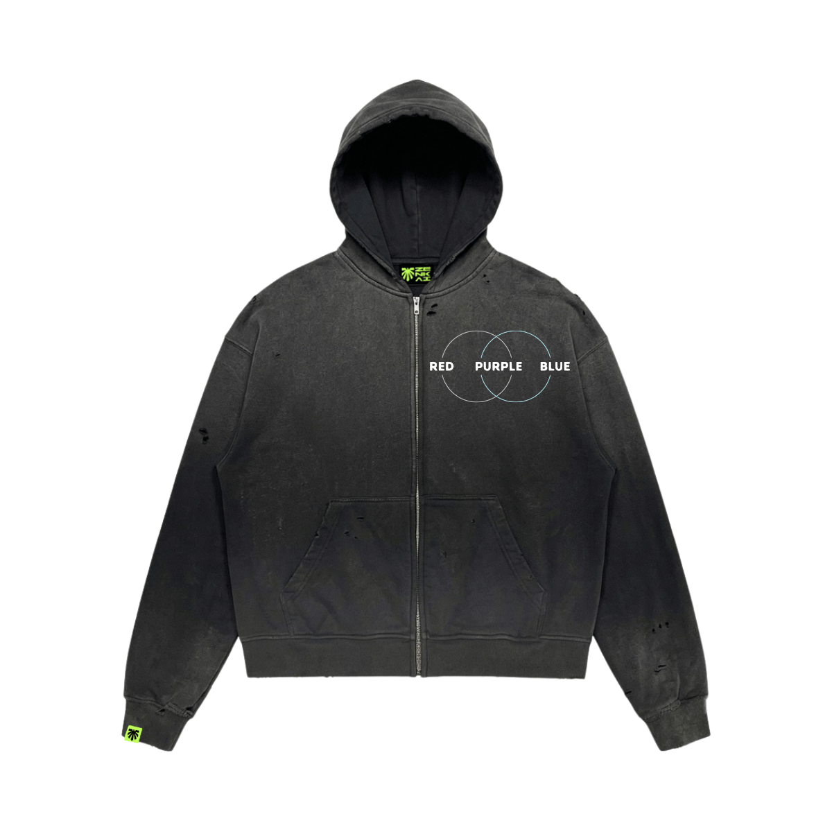 Void Black Washed Zip Hoodie image 3