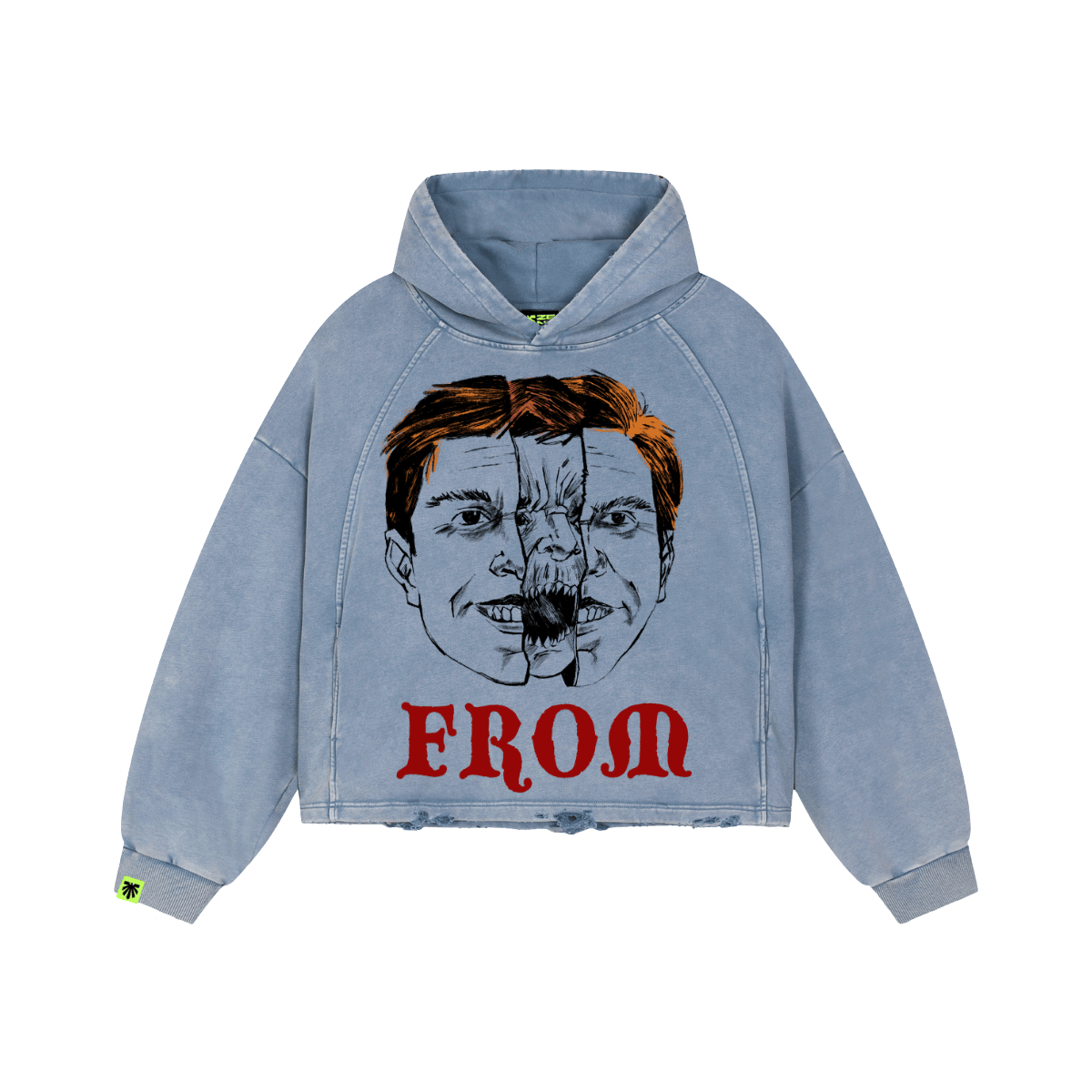 Split Smile Washed Raglan Hoodie image 1