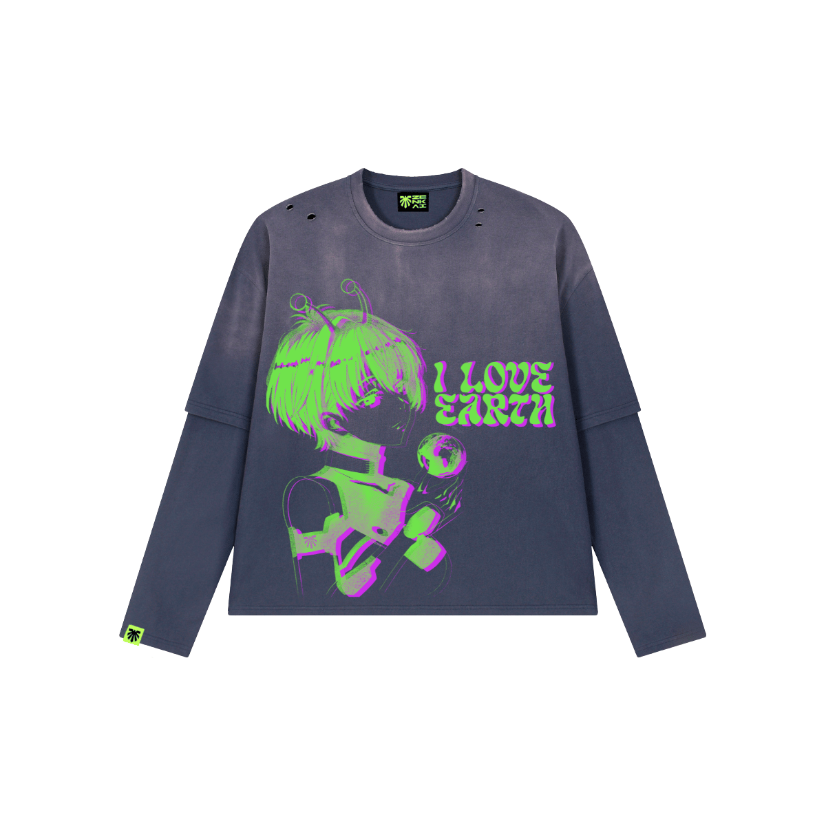 I Love Earth Washed Long Sleeve image 1