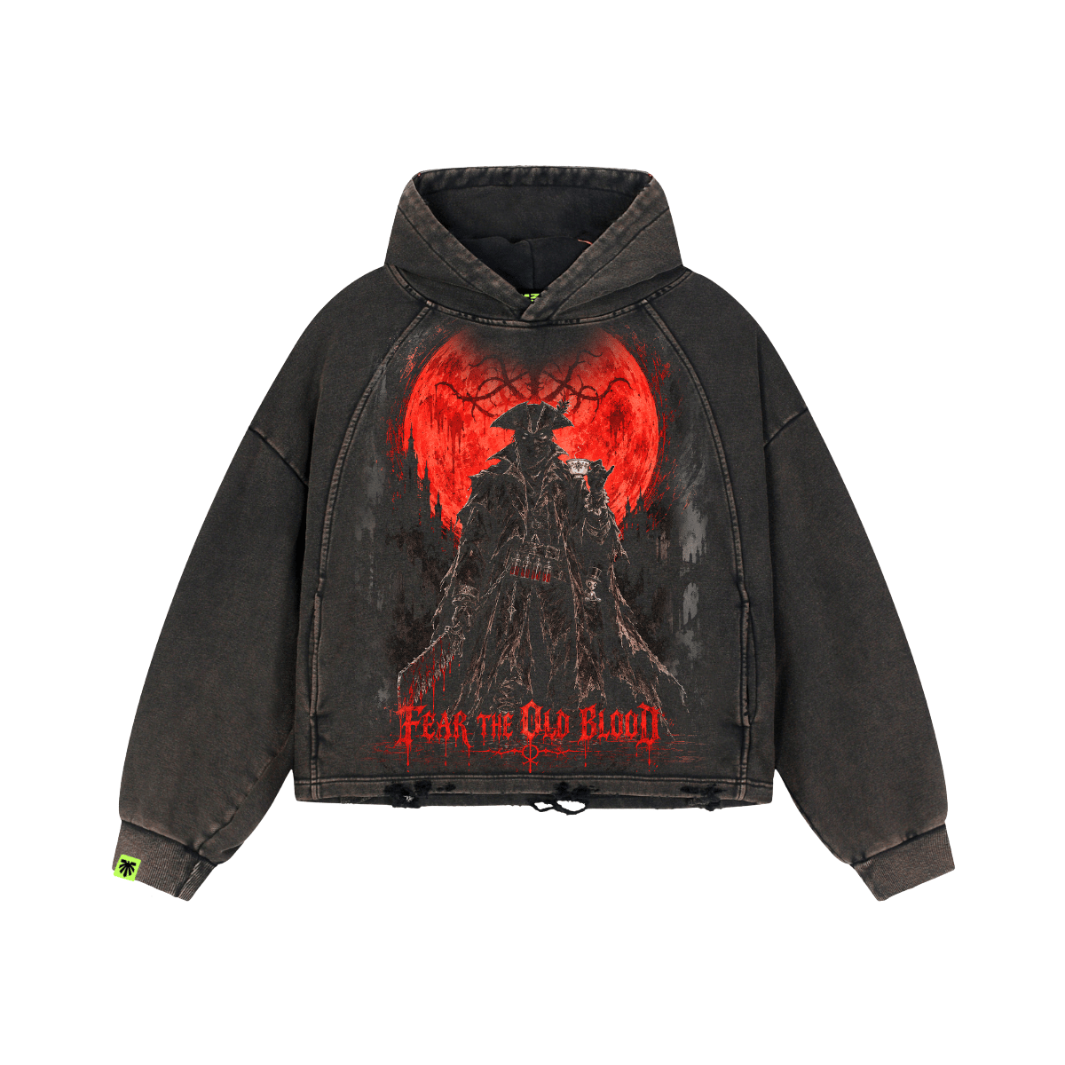 Red Night Washed Raglan Hoodie image 1